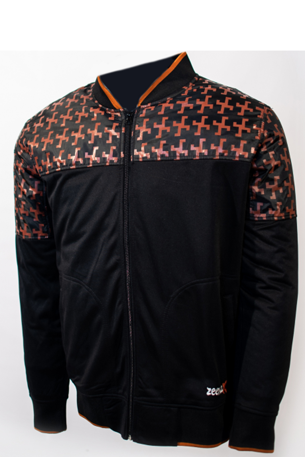 Woven Stretch Men Jacket Black Orange