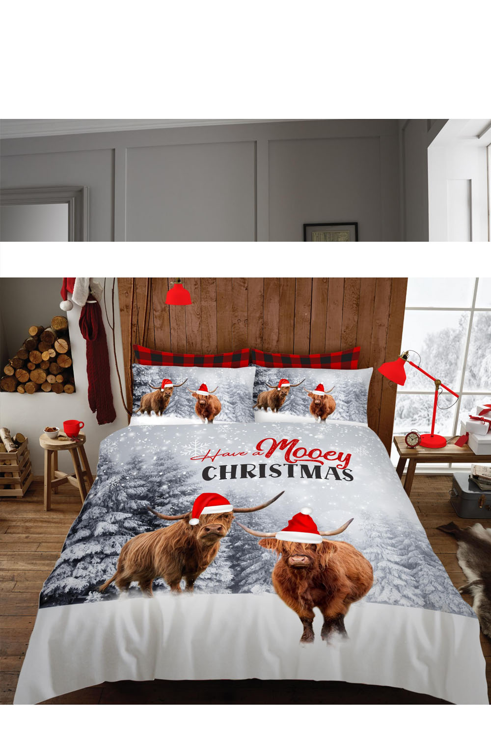Xmas Duvet Set Winter Highland Cow( Three Sizes)